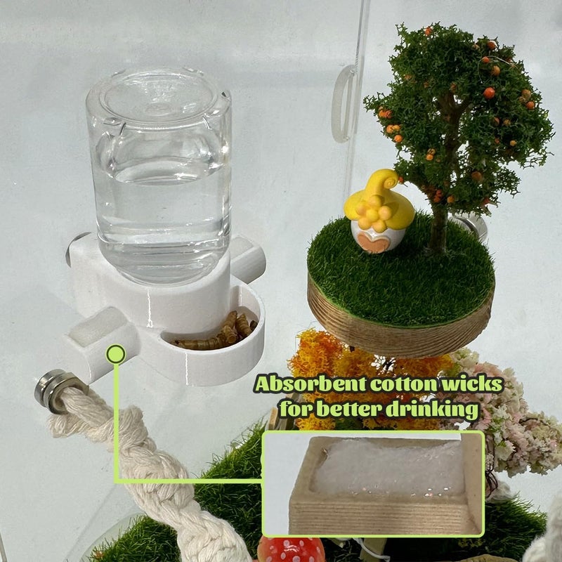 Julang Jumping Spider Accessories, Jumping Spider Water Dispenser, Magnetic Hanging Feeder with Tweezers for Jumping Spiders, Tarantulas, Praying, Mantises (White) - Image 4